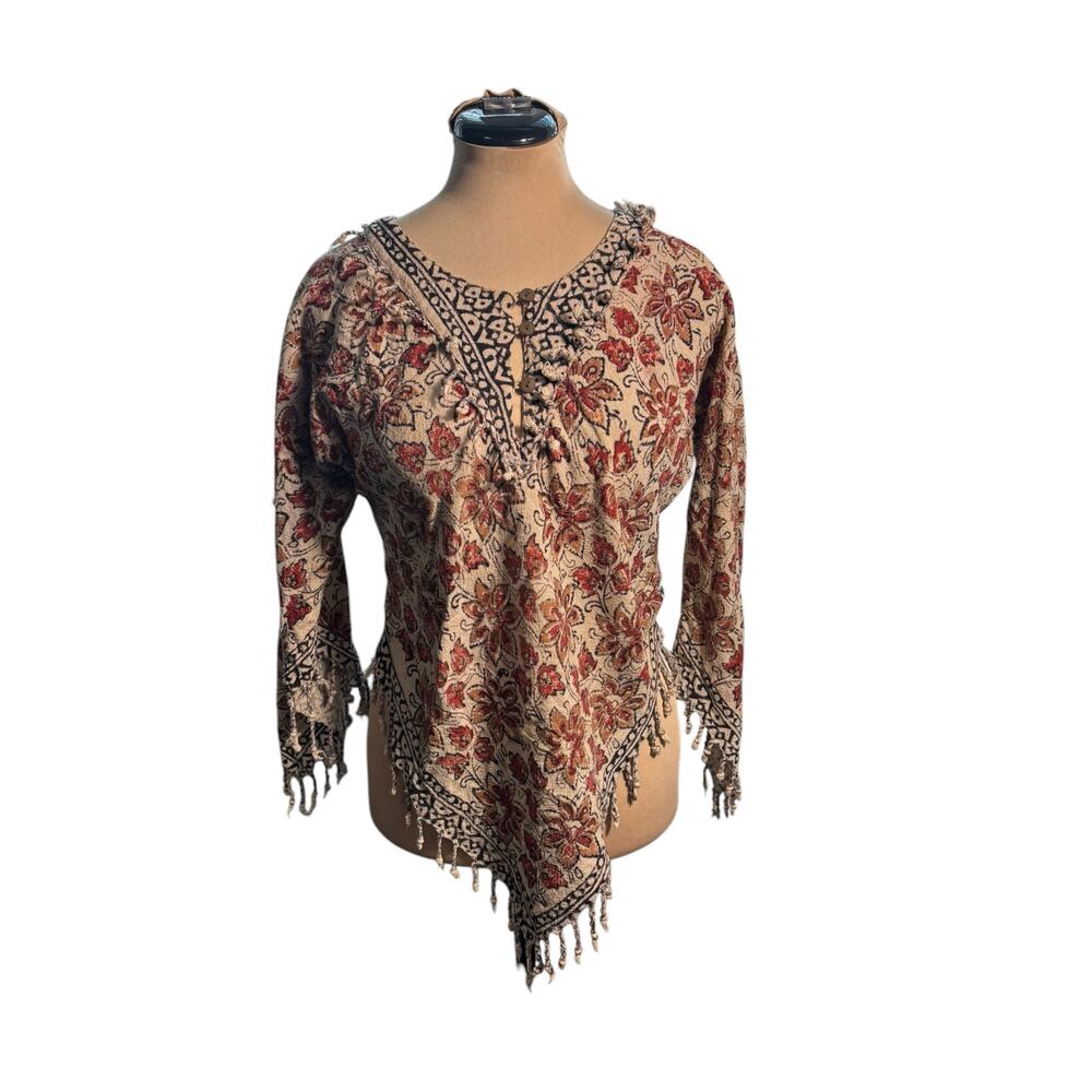 Karma Highway Fringe Top Sz L - Poncho, Boho, Whimsigoth, Fairy, Retro, 70s,